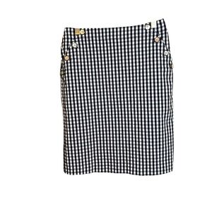 J. McLaughlin Skirt Gingham Navy Pencil Women’s Size 2 Classic Pockets Straight